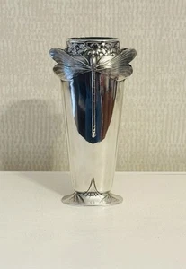 Vintage Christofle Silver Plated Dragonfly "Libellule” Vase Art Nouveau - Picture 1 of 5
