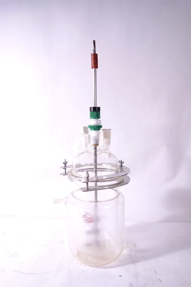 Wilmad LabGlass 2000ml 2L Glass Stirred Jacketed Reactor New Brunswick - Image 1 of 4