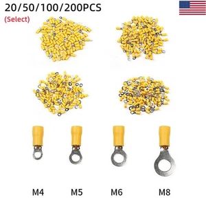 20-200PCS Vinyl Insulated Ring Terminals Yellow 12-10AWG  Crimp Wire Connectors - Picture 1 of 15