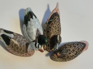 4 French Wood Ornament Ducks VGC Hand Painted Vintage Beautifully Crafted - Picture 1 of 18