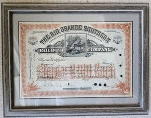 SCARCE Rio Grande Southern Railroad Stock Certificate, Colorado, 1890s - Picture 1 of 1