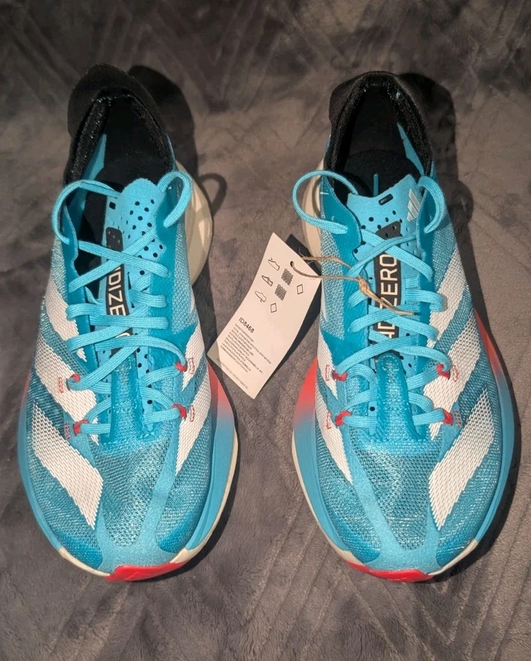adidas Men’s 4 /W 5 ADIZERO ADIOS PRO 3 Running Shoes ‘Lucid Cyan’ ID8468 NEW - Image 1 of 4