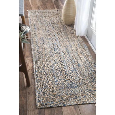 Eliz Striped 2x12 Jute Runner Rug for Dining Room Rug Neutral Rug Living Room... - Image 1 of 4