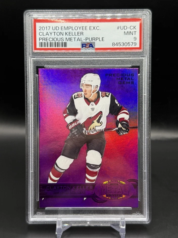 2017-18 Clayton Keller Employee Precious Metal Gems PMG Purple Rookie /199 PSA 9 - Image 1 of 2