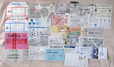 SCOTTISH FOOTBALL TICKET LOT GLASGOW RANGERS AWAY EUROPEAN GAMES X 25 TICKETS - Immagine 1 di 4