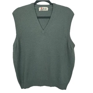 Vintage Pringle of Scotland Cashmere Sweater Vest Mens 44 Moss Green Preppy Golf - Picture 1 of 6