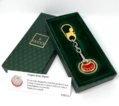 Portachiavi GUCCI in metallo logo smaltato rosso oro/argento - Made in Italy ... - Immagine 1 di 4