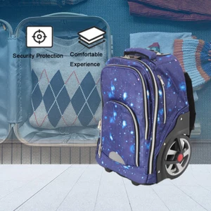 Trolley Backpack, Ideal Hand Luggage Backpack with Wheels for Short Travel Blue - Picture 1 of 12