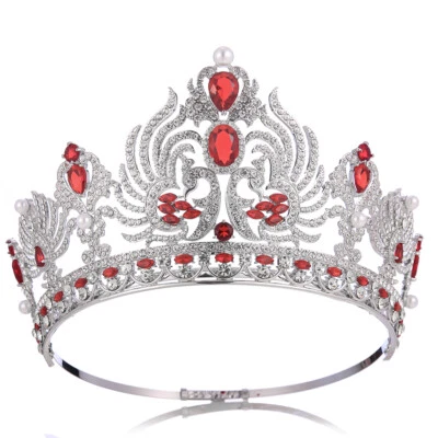 Tiara corona de cristal circonita cúbica de 10 cm de alto boda reina princesa ajustable para mujer Foto 1 de 2