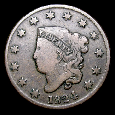 1824 Coronet Head Large Cent Penny ---- Nice Condition Coin ---- #QQ045 Cover