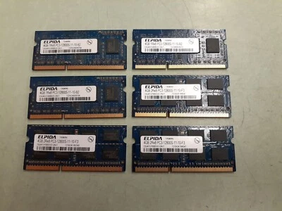 24GB (6x4GB) ELPIDA PC3L-12800S/PC3-12800S SODIMM Laptop Memory RAM - Image 1 of 3