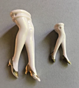 Two pairs of VINTAGE HALF DOLL PIN CUSHION LEGS flesh colour 3.25" and 1.75" - Picture 1 of 5