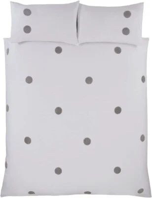 Sleepdown Tufted Circles White/Grey Duvet Set, Double - Image 1 of 3
