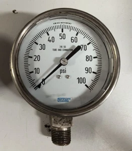 Wika Pressure Gauge 0-100 PSI 4" 101.6 mm Face 1/2" NPT Lower Mount - Picture 1 of 2
