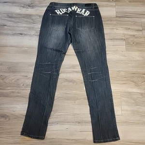 Rockawear Hannah Jeans Damen 11 Blau Distressed Skinny Leg Denim Spellout Logo - Bild 1 von 11