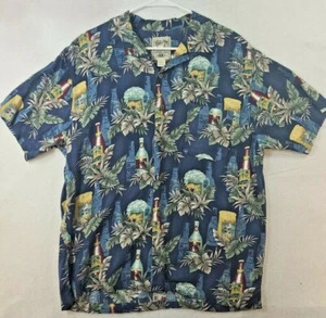 Steve & Barry's Mens Large Classic Blue Floral Hawiian Short Sleeve Shirt - Picture 1 of 7