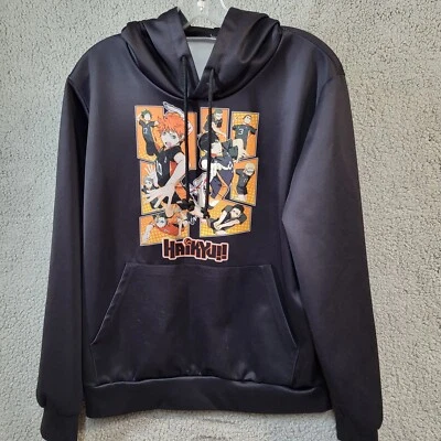 Haikyuu!! Пуловер толстовка с капюшоном черный оранжевый S волейбольная команда толстовка аниме - Изображение 1 из 4