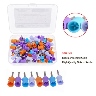 100PCS Mixed Dental Prophy Tooth Polishing Cups Latch Type Rubber Disposable - Image 1 of 4