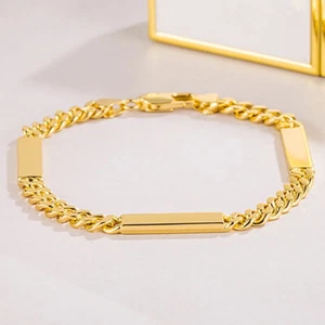 4mm Curb Cuban Link Chain ID Bracelet 925 Sterling Silver Men's Women's Bracelet - Picture 1 of 6