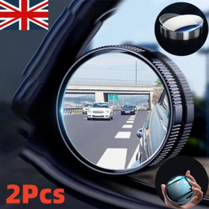 2X Car Blind Spot Mirrors Adjustable Round HD Glass Convex Side Rear View Mirror - Picture 1 of 14