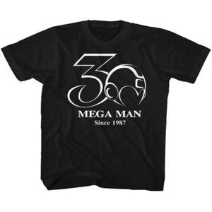 Kids Mega Man 30Th Bw Black Gaming Shirt - Picture 1 of 3