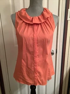 Top elasticizzato senza maniche arancione LAFAYETTE 148 taglia 4 scollo a volant - Foto 1 di 7