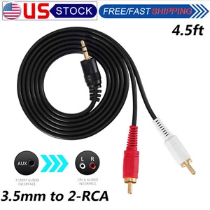 2 RCA Male Plug to 3.5mm Female Aux Audio Headphone Jack Converter Adapter Cable - Picture 1 of 8