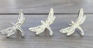 3er Set Schrank-/Kommodenknopf SHABBY CHIC weiß Aluminiumguss Libelle - Bild 1 von 3