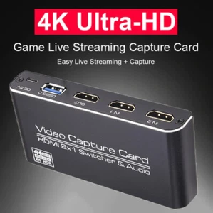 USB3.0 2 in 1 Video Capture Card 2X1 HDM Switcher Loop HDM 4Kp60 4K Recorder R - Afbeelding 1 van 12