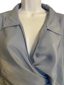 Fashion Nova blaues bauchfreies Oberteil Shirt Wickeloptik Langarm Party Damen Übergröße 3X - Bild 1 von 9