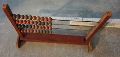 Rechenrahmen Vintage Rechenhilfe mit Holzkugel Rechenschieber Alt - Bild 1 von 3