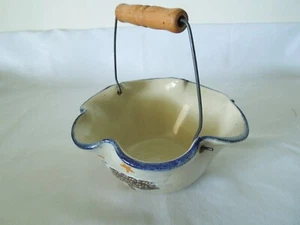 Vintage Bowl w/Handle Hand Crafted Heart&Soul Pottery Snowman Design Made in USA - Picture 1 of 12
