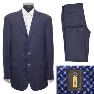 RRP5200$ Men's ZILLI Suit 40US/UK 50IT Blue Striped 100% Wool Luxury TOP - Picture 1 of 14