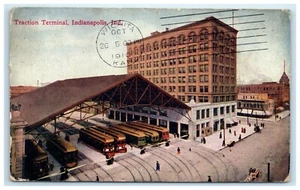 TROLLEY POSTAL Terminal de tracción Indianápolis Indiana en 1910  - Imagen 1 de 2