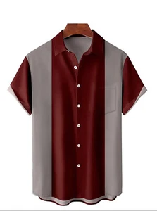 Mens Bowling Shirt Lounge Shirt Casino Panel Shirt Rockabilly Shirt - Picture 1 of 1