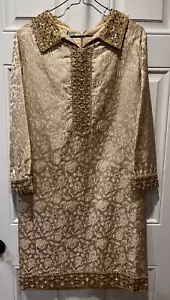 Vestido Vaina Formal Bonwit Teller Adornado Dorado Años 50 De Colección Talla 9-10 - Imagen 1 de 11