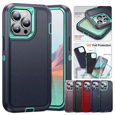 For iPhone 15 14 13 12 11 Pro Max XS XR Phone Case Shockproof Rugged Hard Cover - Image 1 of 4