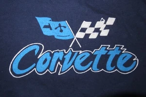 Vintage 1980's Hanes Label - GM Chevy Chevrolet CORVETTE (LG) T-Shirt BLUE - Picture 1 of 4