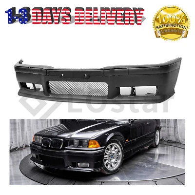 New Front Bumper Body Kit + Grille Black Fits 1992-1999 BMW E36 3Series M3 Style - Image 1 of 4