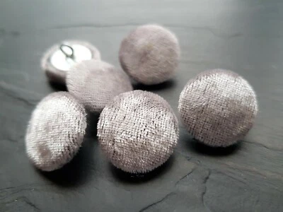 Silver velvet Hand Covered Buttons 14, 19, 23, 25 or 31mm button pack - Image 1 of 4