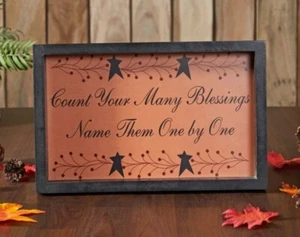 Primitive Count Your Many Blessings Box Schild Rebe Sterne 9x14x1,5 NEU - Bild 1 von 4