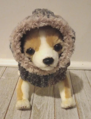 handmade crochet dog pet hood hat snood small medium breed dodgeball new - Image 1 of 4