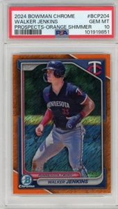 2024 Bowman Chrome Prospects Walker Jenkins BCP204 Orange Shimmer RC /25 PSA 10 - Picture 1 of 2