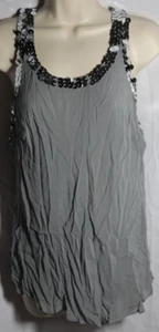 Women's The Limited Gray Sequin Trim Tank Blouse Size XL - Picture 1 of 3