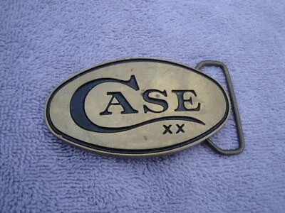 VINTAGE CASE XX  SOLID BRASS  BELT BUCKLE BLACK LETTERS  1970'S 80'S D-4021 USED - Image 1 of 3