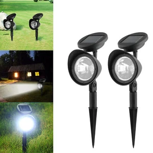 2Pack Solar 4 LED Spot Light Outdoor Garden Yard Landscape Flood Lamp Waterproof - Picture 1 of 10