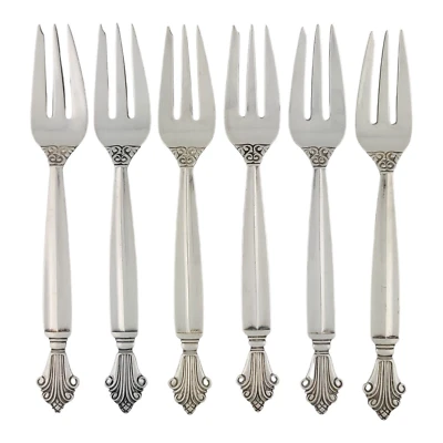 6 tenedores de pastelería GEORG JENSEN ACANTO Dinamarca ~ sin mono Foto 1 de 4