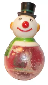 Snowman Snow Globe Dome Angel Christmas Trees Hard Plastic To Restore Vintage - Picture 1 of 7