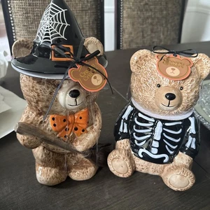 New Halloween Creepy Critters Witch & Pumpkin Skeleton Bear Cookie Jars Tiktok - Picture 1 of 1