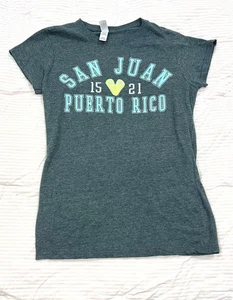 San Juan Puerto Rico Souvenir V Neck Top Shirt Size Medium Travel Souvenir - Picture 1 of 5